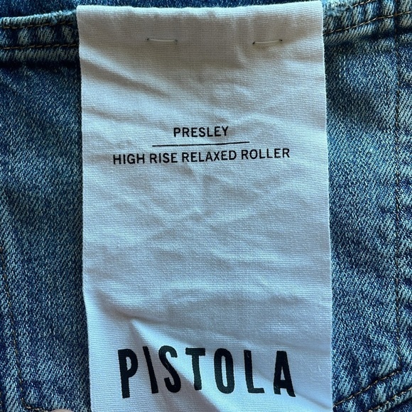 NWT Pistola Distressed Jeans Presley High Roller 28 Blue Denim Straight Fray - Picture 14 of 15